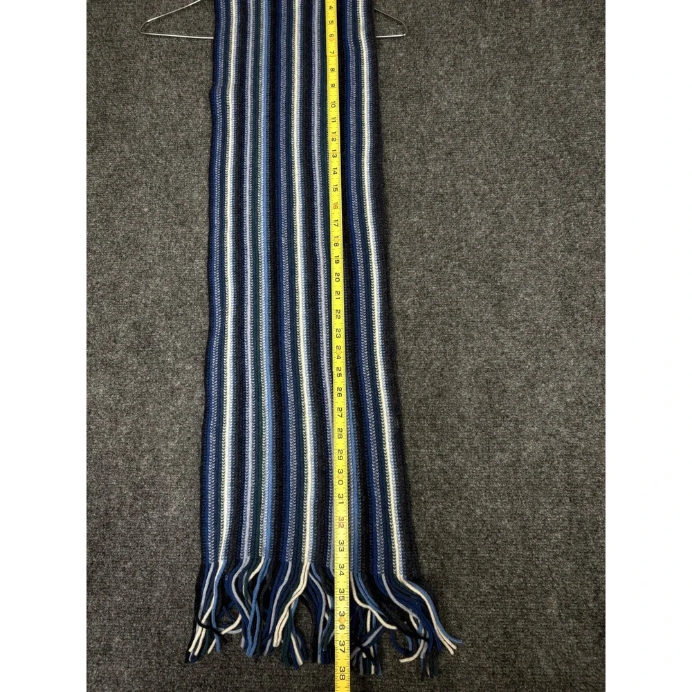 The Scarf Company Scarf Unisex OS Blue Striped Pure Lambswool Made in Scotland